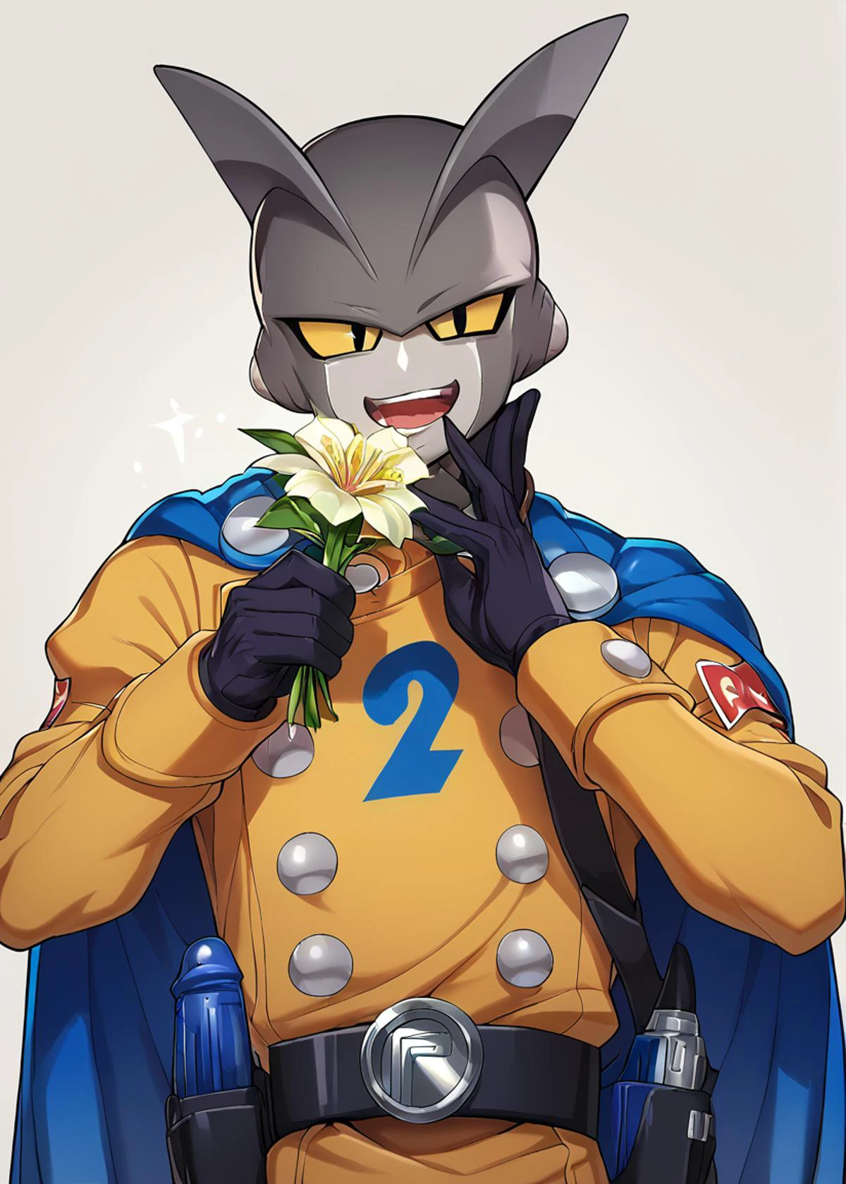 score_9, score_8_up, score_7_up, score_6_up, score_5_up, score_4_up, rating_safe, (young:1.5),
BREAK
masterpiece, best quality, absurdres, unity 8k wallpaper, official art, official style,
BREAK
(1boy, solo, male focus:1.3), (taniguchi:1.5),
detailed hair, transparent hair, looking at viewer,
BREAK
Delicate eyes, beautiful eyes, detailed eyes, ((upper body))
hi res, detailed, perfect bow,outdoor, (smile, teeth, open mouth),
dutch angle,clean, beautiful face, pure face, pale skin, (holding flower:1.3),
(hyper extreme detailed:1.05), stunning lighting effects, warm light projection,
BREAK
gamma 2, 1boy, grey skin, yellow sclera, black eyes, shark fins, yellow jacket, yellow pants, blue cape, blue print, blue gun, black belt, black gloves, black boots, red ribbon shoulder patch
BREAK
(((((zPDXL)))) , <lora:taniguchi:1.5> <lora:GammasPony:1>