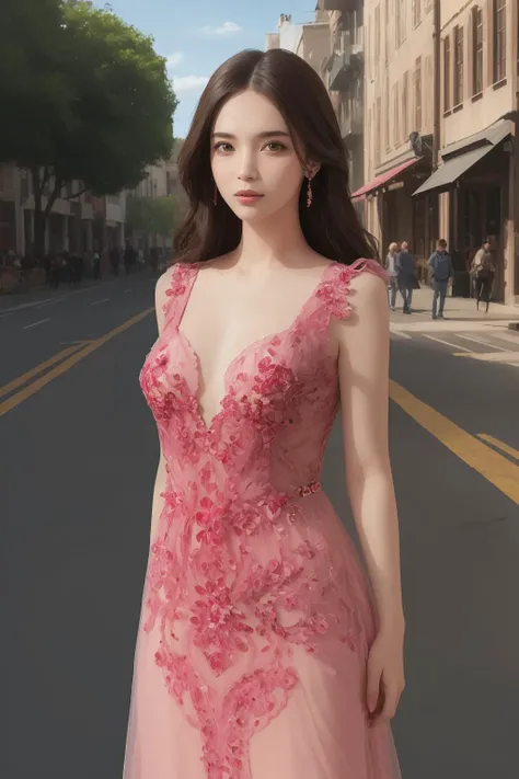 ((((ultra illustrated style:1.0)))),best quality,best animated,masterpiece,ray tracing, global illumination,sp,see-through, 1girl, solo, standing, looking looking at viewer, outdoors, cowboy shot, dress,