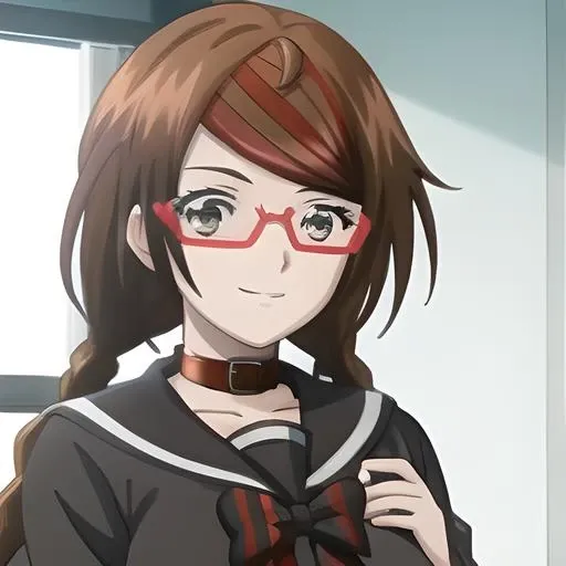 best quality, masterpiece, highres, solo, {nakahara_mizuki_lycorisrecoil:1.15}, brown_hair, long_hair, glasses, red-framed_eyewear, hair_between_eyes, brown_eyes, semi-rimless_eyewear, 1girl, looking_at_viewer, over-rim_eyewear, open_mouth, smile
