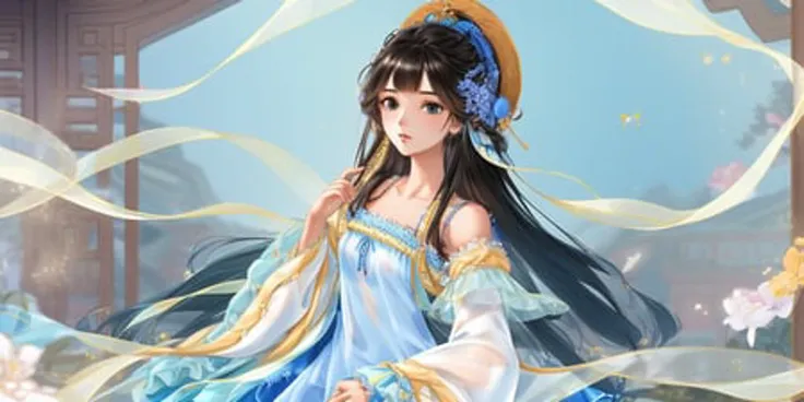 best quality,amazing,finely detail,extremely detailed cg unity 8k wallpaper,masterpiece,
sex from behind,(1gril),extremely delicate and beautiful,beautiful face,black eyes,small pupil,(long canthus:0.8),black hair,long hair,messy hair,bright skin,beautiful navel,
gorgeous beautiful detailed see-through chinese frills layered dress,
blue frills layered shorts with white cloud parttern,
sleeves past wrists,see- through frills layered sleeves,puffy sleeves,beautiful delicate floating silk,blue white porcelain,delicate blue ribbons <hypernet:gufegn:1>