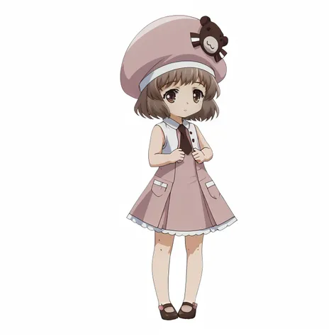 <lora:SakuraAmatsukaXLpony001>,
solo,
SakuraAmatsuka,1girl,brown hair,short hair,brown eyes,
pink_hat,
pink_dress,white vest,necktie,
full body,standing,