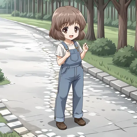 <lora:SakuraAmatsukaXLpony001>,
smile,open mouth,
solo,
SakuraAmatsuka,1girl,brown hair,short hair,brown eyes,
outdoors,
full body,standing,overalls,