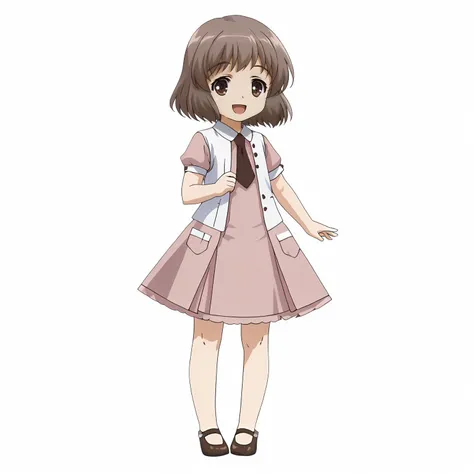 <lora:SakuraAmatsukaXLpony001>,
smile,open mouth,
solo,
SakuraAmatsuka,1girl,brown hair,short hair,brown eyes,
pink_dress,white vest,necktie,
full body,standing,