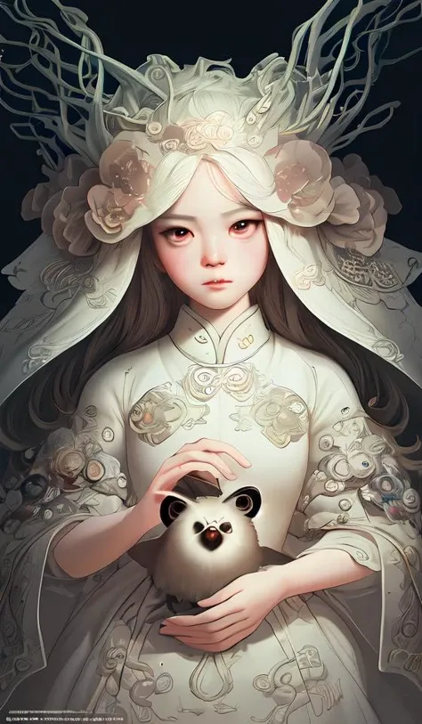 guofeng,illustration,1girl,best quality,highly detailed,best quality,masterpiece,an extremely delicate and beautiful,extremely detailed,8k wallpaper,Amazing,finely detail,best quality,official art,extremely detailed CG unity 8k wallpaper,(style of Victo Ngai:0.5),cute,big eyes,