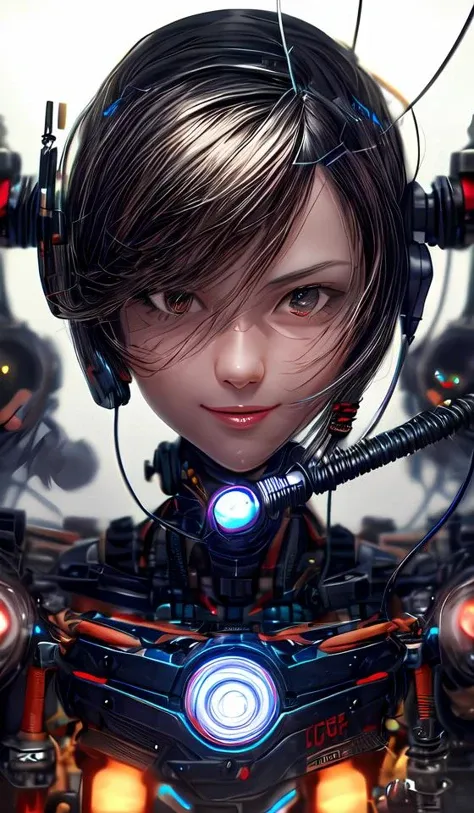 portrait512 Cyborg512 Tay512, electronics, motors, wires, buttons, lcd <lora:add_detail:2>
