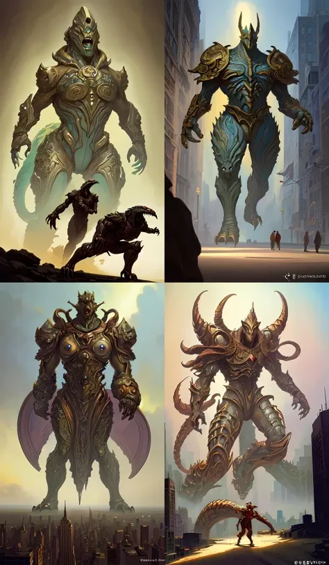 anthropomorphic d 2 0 triangle head in opal darkiron giant danny devito kaiju stomping new york, intricate, elegant, highly detailed, wide angle, digital painting, artstation, concept art, sharp focus, illustration, art by artgerm, bob eggleton, michael whelan, stephen hickman, richard corben, wayne barlowe, greg rutkowski, alphonse mucha, 8 k