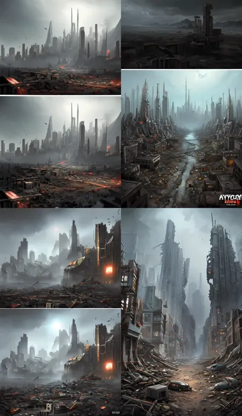 apocalyptic city, concept art, highly detailed, 8 k