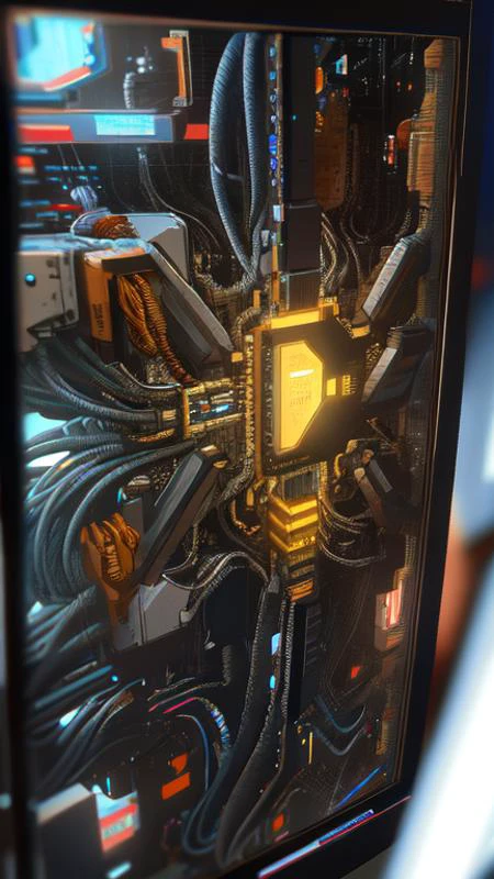 a photorealistic 3 d seamless pattern of honey material with macro closeup details of circuits cables nvidia motherboard pcb futuristic robotic elements in glass and mirror in the style of zaha hadid, 3 d realistic model render in cyberpunk 2 0 7 7 colors, unreal engine 5, keyshot, octane, artstation trending, ultra high detail, ultra realistic, cinematic, 8 k, 1 6 k, large realistic elements in style of nanospace michael menzelincev, in style of lee souder, in plastic, dark atmosphere, tilt shift, depth of field