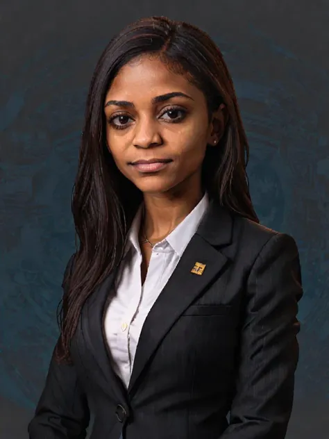 woman, dark background, business suit, realistic, professional passport picture,