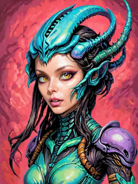 D&D style portrait, fantasy, D&D style portrait, fantasy, (art by Yuki Katsura:0.7) , digital art, (Female Xenomorph:1.3) , anime-inspired art, fantasy, colorful, dynamic, detailed face 
, designed by Jasmine Becket-Griffith, digital art, close up of a (Mannequin:1.3) , fantasy, fairy tale, big-eyed characters, colorful, surreal, detailed face, epic composition, quality, glossy, exquisite color, fabulous colors, great composition