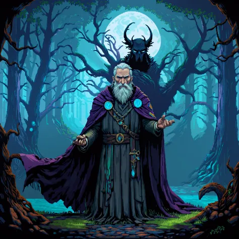 (1man, Allfather), ancient well (Mímisbrunnr), twilight, one eye covered with a patch, long gray beard, regal cloak, runes inscribed staff, two ravens (Huginn and Muninn) perched on his shoulders, ancient tree roots (Yggdrasil) intertwining, reflective water surface revealing cosmic visions, aurora borealis illuminating the sky (pulp_comic, heavy_lines, hand_drawn, hand_inked, hand_colored, perfect_face)