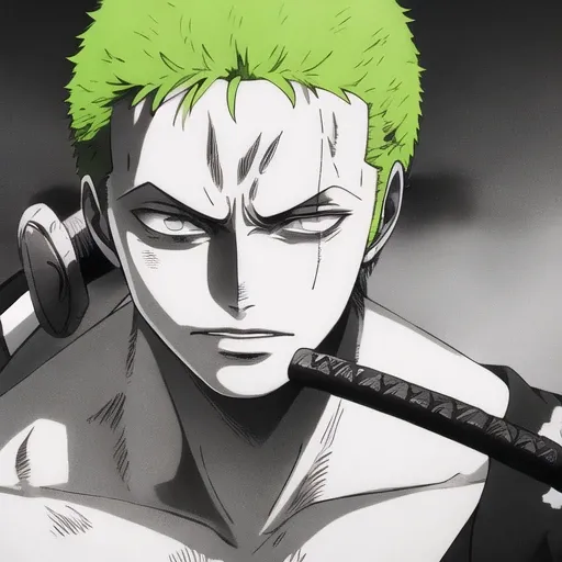 wanostyle, roronoa zoro, sword swing, portrait, epic