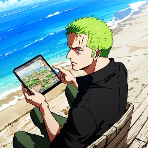 Zoro using smartphone, Google Maps, wanostyle <lora:one-piece-wano:1>, (best quality, masterpiece, 4k, ultra detailed, sharp focus, 8k, high definition, insanely detailed, intricate:1.2)