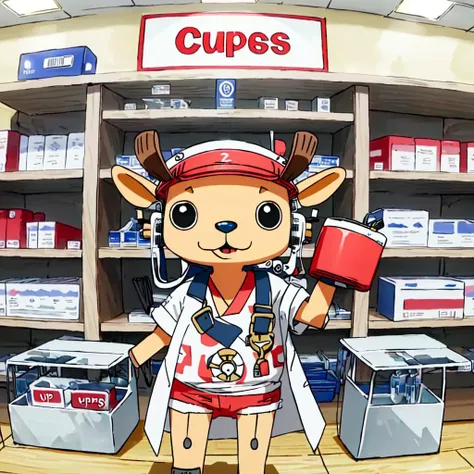 (chopper:1.3), hat, working at a cvs, minute clinic, lab coat, wanostyle  <lora:one-piece-wano:1>, (best quality, masterpiece, 4k, ultra detailed, sharp focus, 8k, high definition, insanely detailed, intricate:1.2)