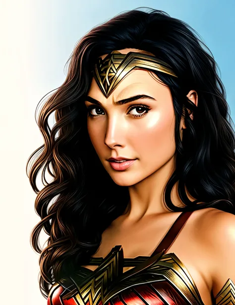 illustration, cartoon, soothing tones, calm colors, (anime), (illustration), cartoon, detailed, a wonder woman, close up <lora:GalG:0.85>