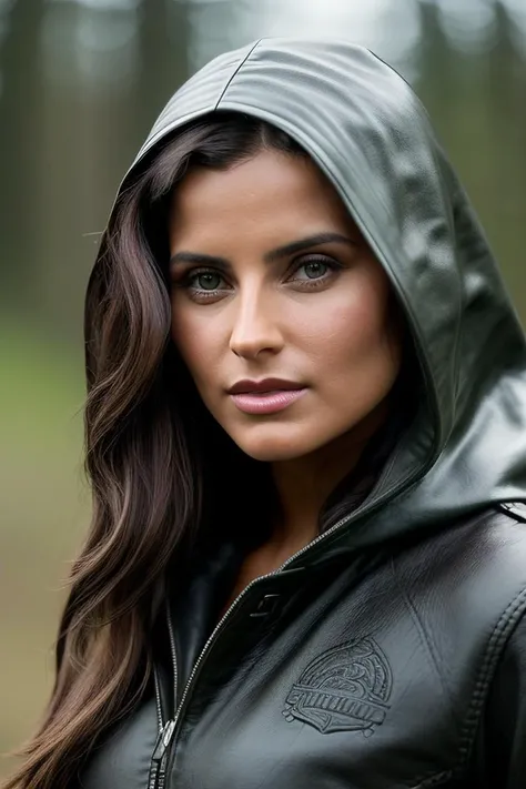 beautiful woman (EPN3llyFurt4d0:.99),(masterpierce, photorealistic, best quality, 8k, dslr, absurdres,award winning photo, extremely detailed, amazing, fine detail, extremely detailed eyes and face),Closeup portrait of a classy woman, looking at viewer, wearing hood, in glacier, standing,