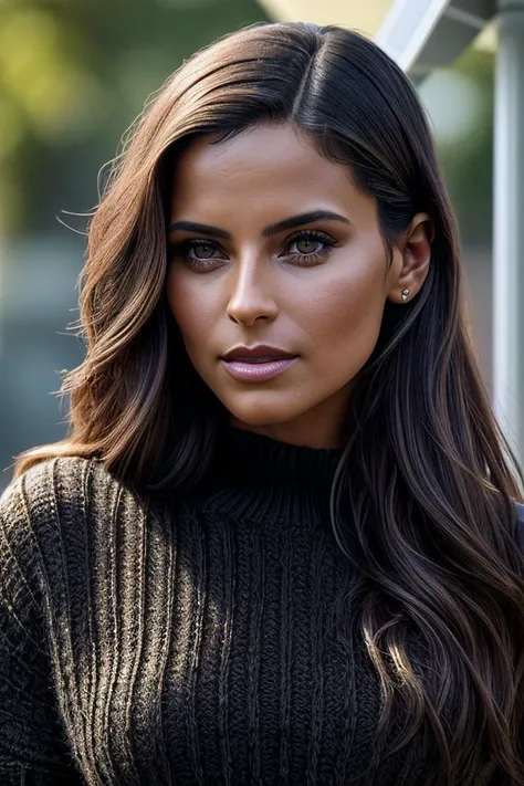 beautiful woman (EPN3llyFurt4d0:.99), nice makeup, jewellery, ((portrait)), (closeup:1.2), ((from the waist up)), ((( A sleek, solar-powered outdoor charging station, providing renewable energy for charging electronic devices :1.2 ))), natural skin texture, (( Pleated skirt and a knit sweater :1.2)), 24mm, 4k textures, soft cinematic light, adobe lightroom, photolab, hdr, intricate, elegant, highly detailed, sharp focus, ((((cinematic look)))), soothing tones, insane details, intricate details, hyperdetailed, low contrast, soft cinematic light, exposure blend, hdr, faded, now, ("I've got a bad feeling about this.":1.1)