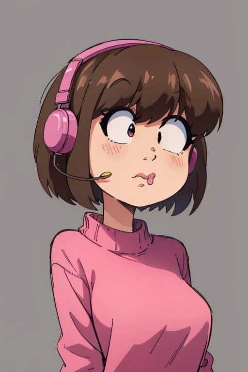 <lora:inker-10:1> inker, 1 girl, simple background, busty <lora:melodii-08:1> melodii, pink sweater, multiple emotions, big lip, masterpiece, best quality