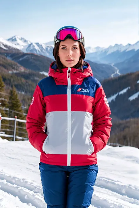 A full color portrait of a beautiful woman wearing a ski attire on a ski slope,shy,epic character composition,by ilya kuvshinov, alessio albi, nina masic,sharp focus, subsurface scattering, f2, 35mm, film grain <lora:AlexaTho:1>