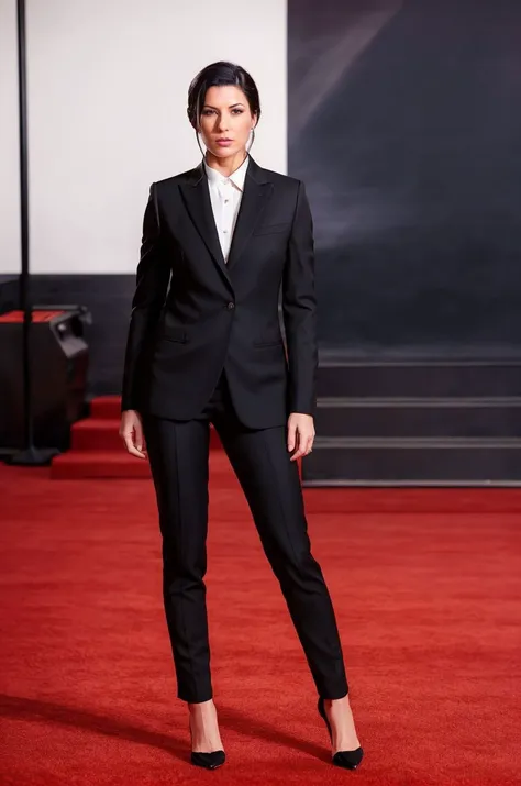 Instagram picture of a beautiful woman, fancy black suit, red carpet event, full body, epic character composition,by ilya kuvshinov, alessio albi, nina masic,sharp focus, subsurface scattering, f2, 35mm, film grain <lora:AlexaTho:1>