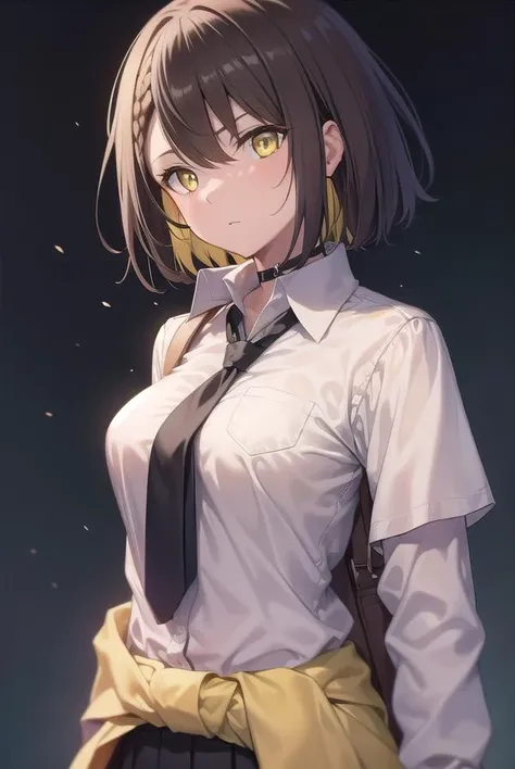 baltimore, <lyco:baltimore-LYCORIStest:1>,
baltimore, brown hair, (yellow eyes:1.5), braid, ahoge, short hair, french braid, hair between eyes, bob cut,
BREAK beige cardigan, beige sweater, black choker, black necktie, black skirt, cardigan, cardigan around waist, choker, clothes around waist, collared shirt, loose necktie, necktie, official alternate costume, school bag, shirt, shirt tucked in, short sleeves, skirt, sweater, sweater around waist, tied sweater, white shirt,
BREAK looking at viewer,
BREAK outdoors,
BREAK <lora:GoodHands-vanilla:1>, (masterpiece:1.2), best quality, high resolution, unity 8k wallpaper, (illustration:0.8), (beautiful detailed eyes:1.6), extremely detailed face, perfect lighting, extremely detailed CG, (perfect hands, perfect anatomy),
