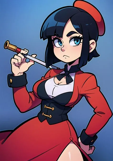 (1girl:1.3),(anime,8k,masterpiece, top quality, best quality,beautiful and aesthetic:1.2,professional illustrasion:1.1,ultra detail:1.3,perfect lighting),extremely detailed,highest detailed,incredibly absurdres , highres, ultra detailed,intricate:1.6,(cowboy shot),(A girl dressed in Sherlock Holmes' attire. The image should depict the girl wearing a classic dress or a brown overcoat. Please include details such as a pipe, magnifying glass, or deerstalker hat to incorporate iconic elements of Holmes. If you have any additional instructions regarding the background or pose, please provide them as well.),(girl),(Three kingdoms female warload),(highly detailed beautiful face and eyes,firm breasts),oily skin,((black,hair,short bob with short pony tail hair)),cute,lovely