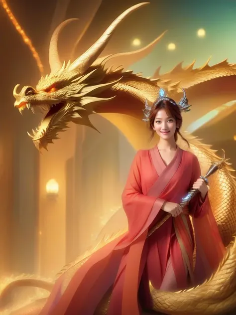(mysterious:1.3), ultra-realistic mix fantasy,(1 giant eastern dragon:1.3) behind an asian woman holding a glowing sword,void energy diamond sword, in the style of dark azure and light azure, mixes realistic and fantastical elements, vibrant manga, uhd image, glassy translucence, vibrant illustrations, ultra realistic, long hair, straight hair, head jewelly, jewelly, shawls,light In eyes, portrait, firefly, bokeh, mysterious, fantasy, cloud, abstract, colorful background, night sky, flame, very detailed, high resolution, sharp, sharp image, 4k, 8k, masterpiece, best quality, magic effect, (high contrast:1.4), dream art, diamond, skin detail, face detail, eyes detail, mysterious colorful background,
(stochastic angle, stochastic pose,stochastic action),charming, alluring, seductive, erotic, enchanting,Grimoire,mysterious,fantasy,lofi style,
<lora:PAseer-SDXL-GoldenWindAndPalaceV1:0.8>,jinsixiangyun,traditional ,