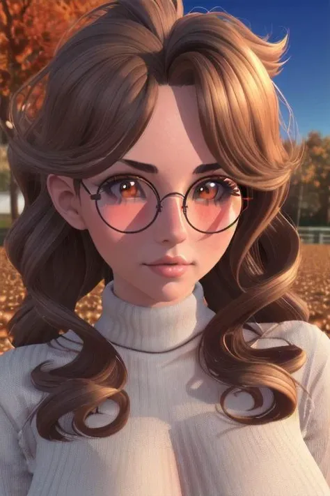 portrait, stunningly beautiful 1girl, (cute:1.1), beautiful feminine face, medium breasts, round glasses, thick sweater, nerdy, wavy brown hair, autumn, aroused, blushing
<lora:hj90s3d_v10:0.8> 90s3d 3d image