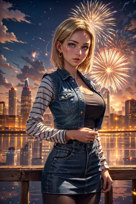 (ultra realistic,32k, masterpiece:1.2),(high detailed skin:1.1),( 8k uhd, dslr, high quality:1.1),
sparkling glitter <lora:nami_(one_piece)_v1:0.7>nami (one piece), long hair, orange hair, low ponytail, hair bow, blue bow, brown eyes, collarbone, cleavage, short kimono, blue kimono, sleeveless, bare arms, bracelet, sash, obi, <lora:fireworks_20230730090722:0.5>sky, city skyline,(fireworks:1.1), landscape, clouds, outdoors, night, clouds, reflection, night sky, (stars,starry sky:1.1), horizon, , <lora:add_detail:0.86>, (huge breast:0.9),
(looking at viewer, standing,:1.1), (upper body:1.1)
,(refraction:1.1),