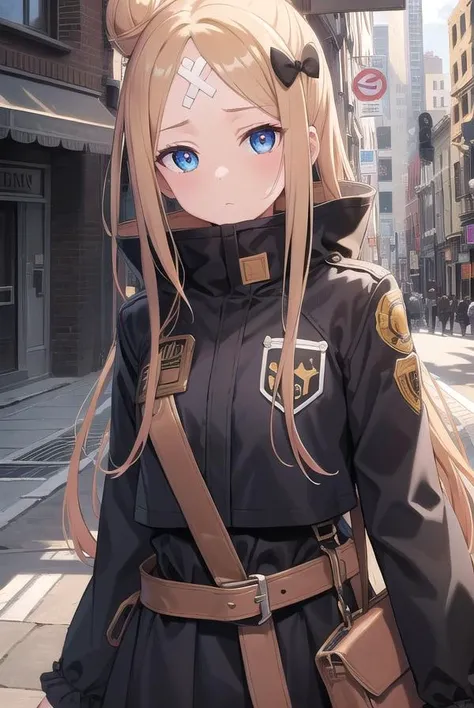 abigailwilliams, <lyco:abigailwilliams-lyco-nochekaiser:1>,
abigail williams, blonde hair, blue eyes, forehead, long hair, parted bangs,
BREAK bandaid, bandaid on face, bandaid on forehead, belt, black bow, black jacket, crossed bandaids, hair bow, hair bun, high collar, jacket, long sleeves, multiple bows, official alternate costume, orange belt, orange bow, polka dot, polka dot bow, single hair bun, sleeves past fingers, sleeves past wrists,
BREAK looking at viewer, full body,
BREAK outdoors, space, stars,
BREAK <lyco:GoodHands-beta2:1>, (masterpiece:1.2), best quality, high resolution, unity 8k wallpaper, (illustration:0.8), (beautiful detailed eyes:1.6), extremely detailed face, perfect lighting, extremely detailed CG, (perfect hands, perfect anatomy),