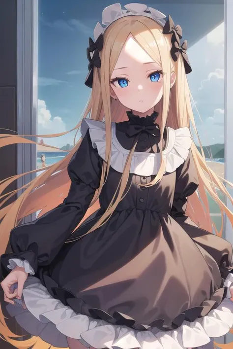 abigailwilliams, <lyco:abigailwilliams-lyco-nochekaiser:1>,
abigail williams, blonde hair, blue eyes, forehead, long hair, parted bangs,
BREAK black bow, black dress, bloomers, bow, dress, hair bow, long sleeves, multiple bows, orange bow, polka dot, polka dot bow, ribbed dress, sleeves past fingers, sleeves past wrists, (white bloomers:1.5),
BREAK looking at viewer, full body,
BREAK outdoors, space, stars,
BREAK <lyco:GoodHands-beta2:1>, (masterpiece:1.2), best quality, high resolution, unity 8k wallpaper, (illustration:0.8), (beautiful detailed eyes:1.6), extremely detailed face, perfect lighting, extremely detailed CG, (perfect hands, perfect anatomy),