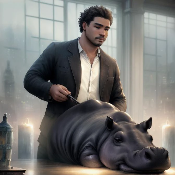 (dark shot:1.1), epic realistic, (realistic, professional photo:1.2), best quality, (anthropomorphic sexy hippo:1.2), (detailed skin:1.2), detailed eyes, beautiful  curly  hair, junghi, famale,, faded, (neutral colors:1.2), (hdr:1.4), (muted colors:1.2), hyperdetailed, (artstation:1.4), cinematic, warm lights, dramatic light, (intricate details:1.1), complex background, (rutkowski:0.66), (teal and orange:0.4)