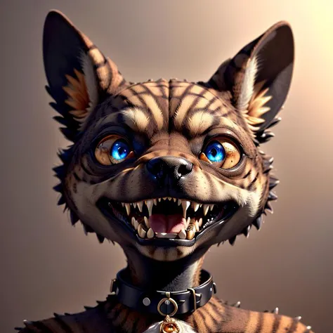 (alien humanoid:1.1), (alien:1.1), (humanoid features:0.9), (human features:0.6), high res, (detailed realistic image:1.3), (detailed eyes, beautiful expressive eyes:1.2), impasto impressionism, insane details, soft, (hyper realistic fur:1.3), (detailed fur:1.2), pupils, (fur covered body), (male:1), (canine features:0.3), (expressive face, detailed face:1.3), (realistic:1.3), (photorealistic, photo-realistic:1.2), full color, (3d:1), (highly detailed:1.2), masterpiece, 8k uhd, (smile:1), (bedroom background), cinematic lighting, (bust portrait:1), (looking at viewer), (collar:1.3), (front view), (scraggy hair:1.3), nipples, belly button, (canine teeth:0.8)