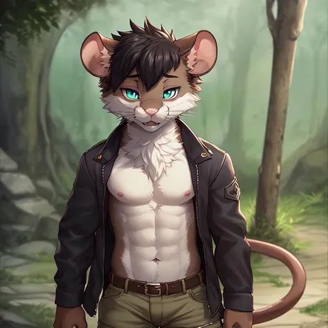 dark fantasy art, uploaded on e621, anthro, nsfw, furry, explicit, explict, (by mrsafetylion, mrjimmydafloof, h0rs3, ruaidri, spelunker sal), ((rat)), high res, ((detailed realistic image)), (detailed eyes, expressive eyes), impasto impressionism, insane details, soft, cinematic lighting, (hyper realistic fur:1.3), (detailed fur:1.2), pupils, (full body view), (fur covered body), (male), (athletic:1.2), (chubby:1.1), (rat face), (rat features), (expressive face, detailed face), (smirk), (anime style hair:1.5), (realistic quality:1.3), photographic quality, <hypernet:furry_2:1>, nipples, belly button, (posing), full color, (3d:1.4), leering, (chubby belly:1.1), (rat teeth), (graying hair:1.3), shorts, kemono, open jacket,