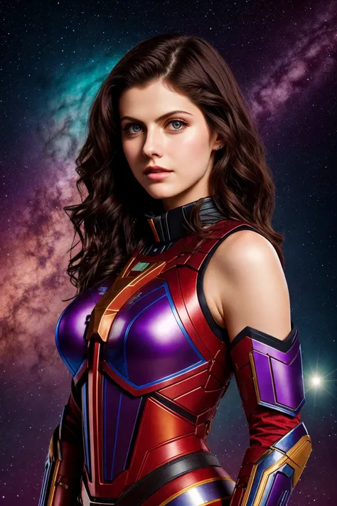 analog style, modelshoot style, portrait of alexandradaddario wearing galactic warrior costume, bold, bright colours, <lora:alexandradaddario:0.8><lora:epiNoiseoffset_v2Pynoise:1.0>