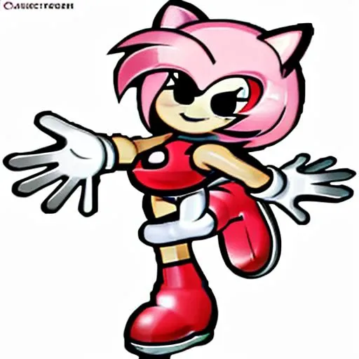 <lora:PM-TTYD-SpritesV2_Fp_1:1> black eyes, solid oval eyes, outline simple background, full body, chibi, pink hair, red shoes, white gloves, correct colors, smirk, white face,