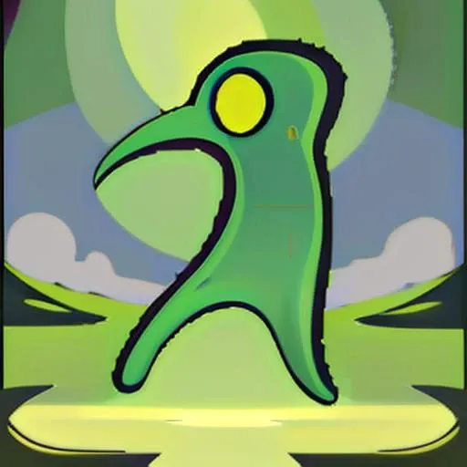 <lora:PM-TTYD-SpritesV2_Fp_1:1> masterpiece, best quality, smile, simple background, full body, chibi outline no humans, pokemon \(creature\), green, yellow eye