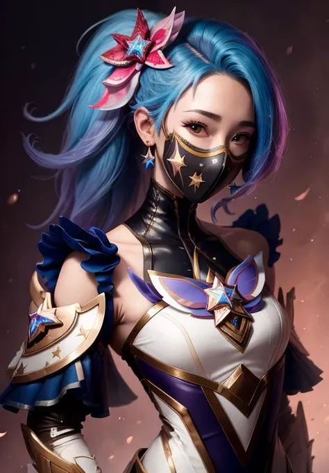 <lora:star_guardian_akali:0.8>, star_guardian_akali, solo, smile, portrait, mask, (masterpiece, best quality, absurdres, detailed, ultra-detailed:1.3)