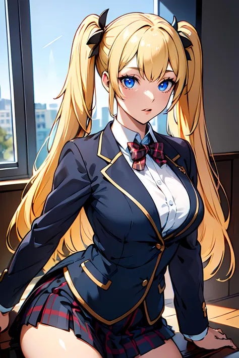 masterpiece,best quality, unreal engine, ultra res, extremely detailed,
1girl<lora:mugen_schlussel_v1:0.8>
mugenschlussel,
twintail, 
school uniform, blazer, plaid skirt,
high school
 <lora:hews style by goofy ai:0.4> <lora:cutesexyrobutts_v2:0.1>
 <lora:puuzaki-puuna-lora-v1:0.> <lora:anmnr01:0.2> 
 <lora:Round_Breasts_V7:0.0>ROUND BREASTS, medium BREASTS