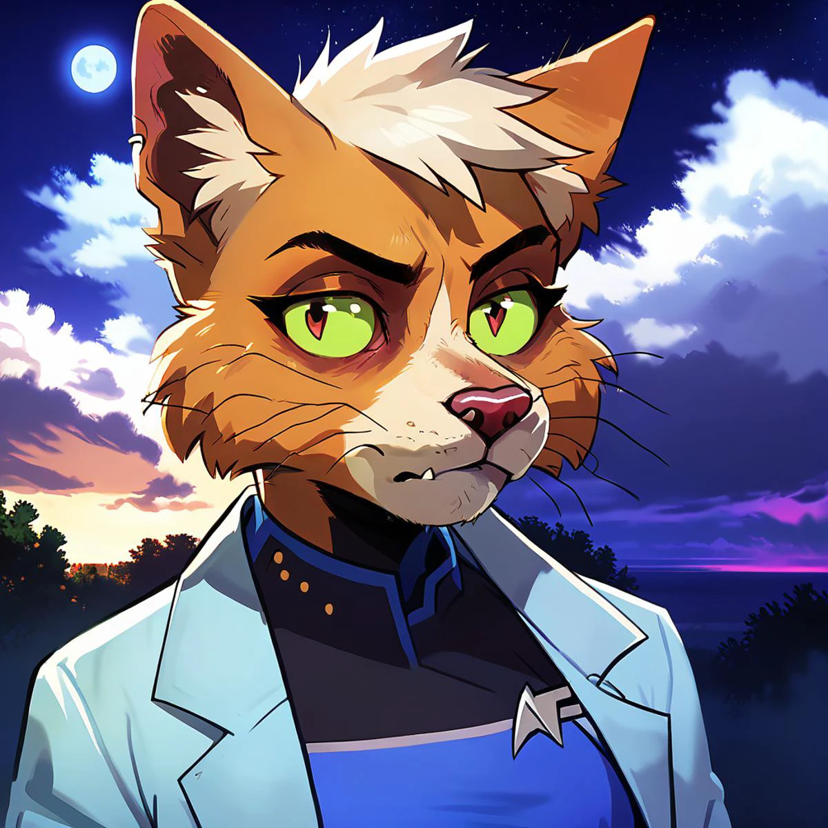score_9, score_8_up, score_7_up, <lora:t4n4_epoch_10:1> t4n4,1girl,furry, portrait, lab coat, <lora:MeMaXL_V3:1> outdoors, detailed, night, clouds