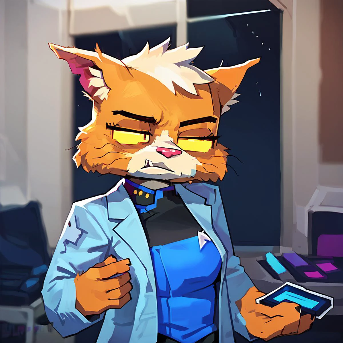 score_9, score_8_up, score_7_up, <lora:t4n4_epoch_10:1> t4n4,1girl,furry, portrait, lab coat, <lora:FapCraft:1> fapcraft, solo