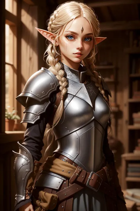 (masterpiece, best quality),  intricate details,
1girl,  <lora:RPGGnome:0.8> rpggnome,  leather armor,  braids, facial marks,