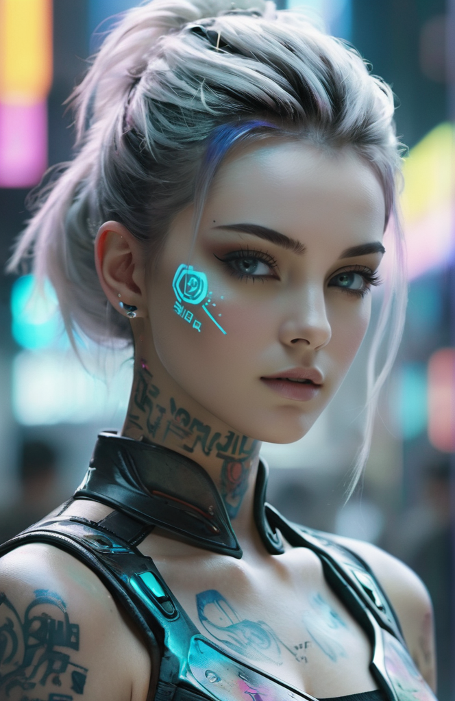 A woman with a tattoo on her chest and a piercing on her face - SeaArt AI