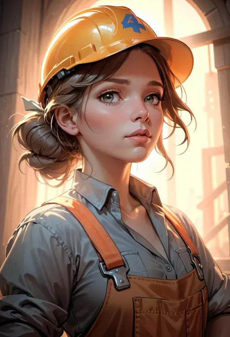 portrait pencil sketch a female construction worker by david malan and alphonse mucha, fantasy art, realistic drawing, dynamic lighting, artstation, poster, volumetric lighting, very detailed faces, 4 k, award winning