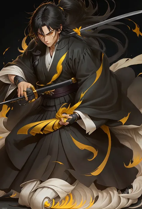 highly_detailed,extremely_detailed_CG_unity_8k_wallpaper,illustration,highres,absurdres,((full_body)),1boy, black_hair, full_body, hakama, hakama_skirt, haori, japanese_clothes, katana, long_hair, male_focus, ootachi, ponytail, sandals, skirt, solo, sword, tabi, transparent_background, weapon, yellow_eyes <lora:Japanese_cartoon:1>