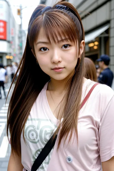 RAW close-up portrait photo, embedding:TsujiNozomi in busy Tokyo street, embedding:fcDetailPortrait