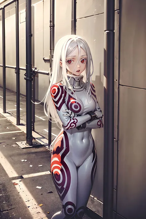 shiro /(deadman_wonderland/), sitting down on the floor, (prison bars:1.1), (inside a prison:1.3), cute, (standing:1.2), (white hair:1.2), (red eyes:1.3), crazy face, crazy eyes, pale skin,
<lora:shiro-dw:1>