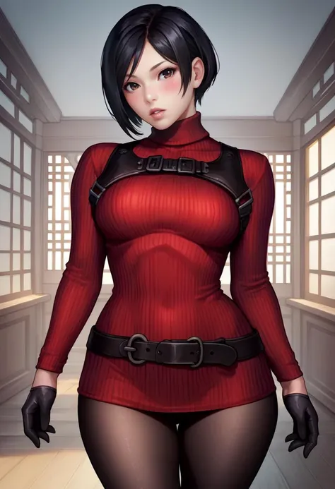 resident evil 4 remake Ada Wong in game cutscene, sultry, defined body, sweaty, messy, cornered, defeated, scared expression