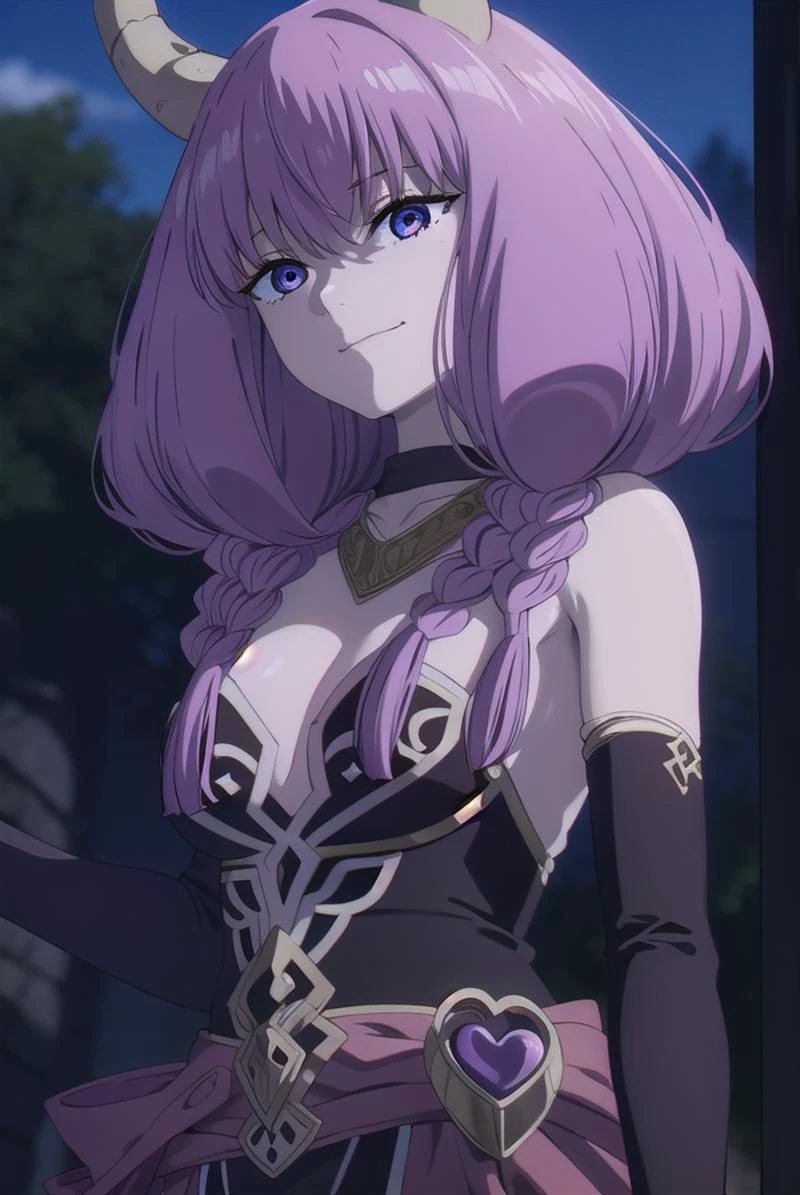 aura the guillotine, <lora:aura the guillotine s1-lora-nochekaiser:1>,
aura the guillotine, long hair, (purple eyes:1.1), purple hair, braid, horns, twin braids, smile,
skirt, thighhighs, gloves, choker, black gloves, elbow gloves, magical girl,
BREAK outdoors, park, sun, sky, cloud,
BREAK looking at viewer,
BREAK <lyco:GoodHands-beta2:1>, (masterpiece:1.2), best quality, high resolution, unity 8k wallpaper, (illustration:0.8), (beautiful detailed eyes:1.6), extremely detailed face, perfect lighting, extremely detailed CG, (perfect hands, perfect anatomy),