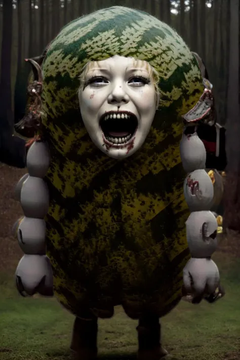 best quality, intricate details,
1girl,
<lora:watamelon_v10:1.2> watamelon, watermelon, tsunomaki watame,
horror, darkness, night time, forest, monsters, tentacles, teeth, blood,